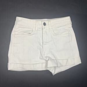 H&M &Denim shorts white denim size 0 regular waist 2 inch inseam mid rise